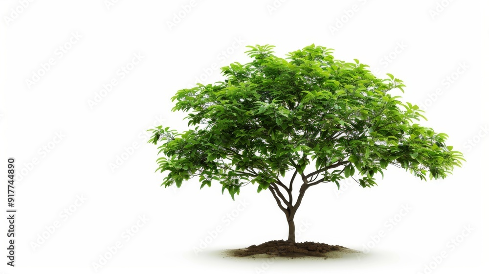 Fototapeta premium Lush green tree isolated on white background