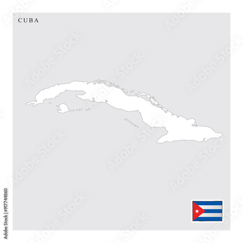 cuba map and flag