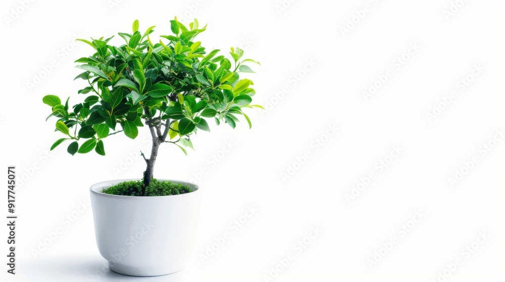 Obraz premium Vibrant Bonsai Tree in White Pot