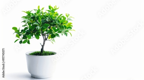 Vibrant Bonsai Tree in White Pot