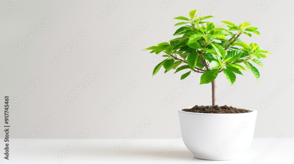 Small potted plant in white ceramic pot Small potted plant in white ceramic pot