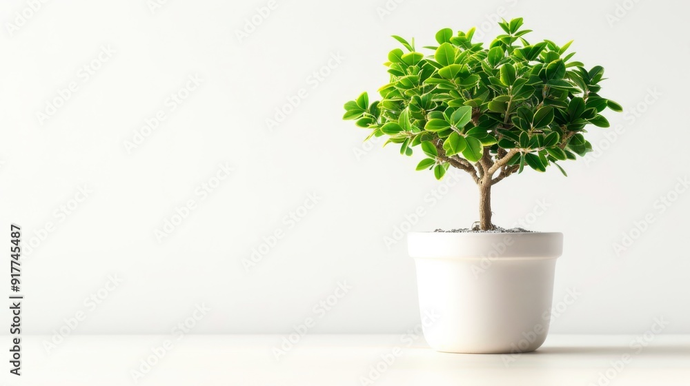 Small Potted Green Plant on White Background Small Potted Green Plant on White Background