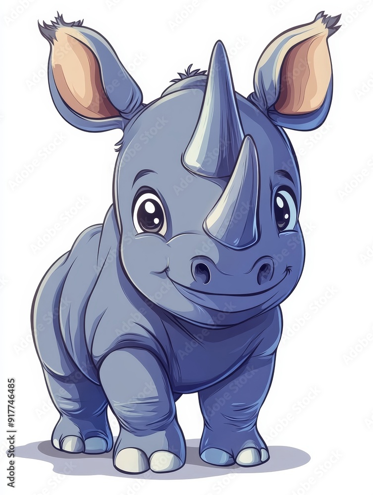 Fototapeta premium Adorable Cartoon Rhino Illustration
