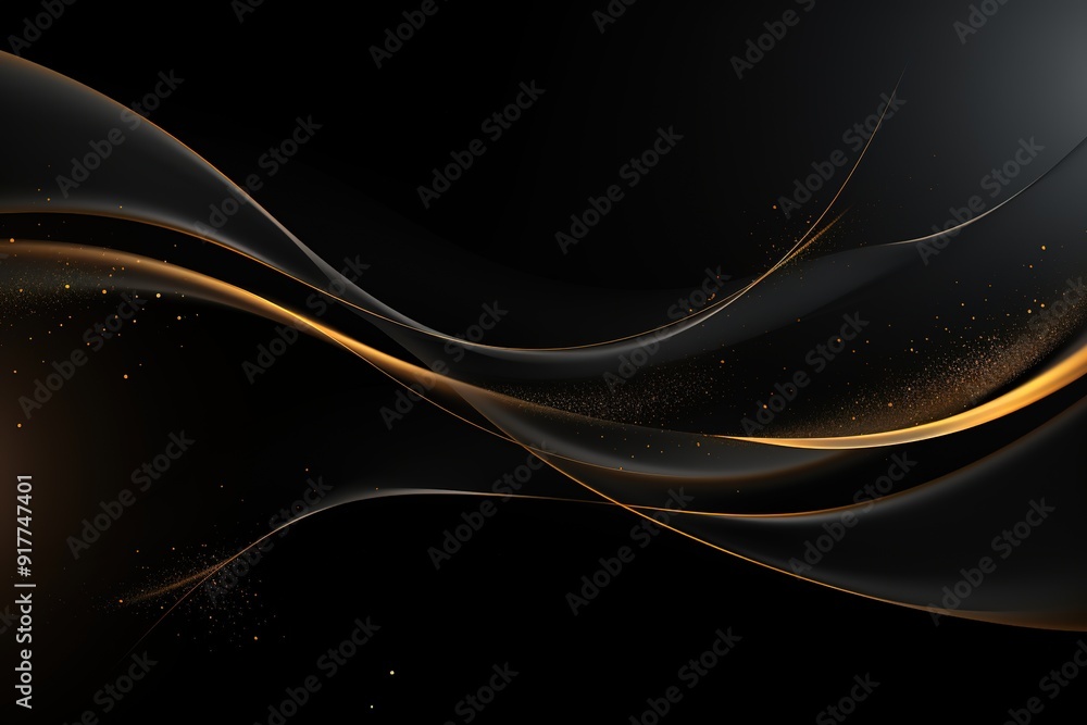 Abstract black and gold wavy background with sparkles. Abstract black and gold wavy background with sparkles.