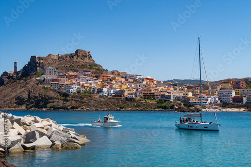 View of the town of Castelsardo on the coastline of Sardinia