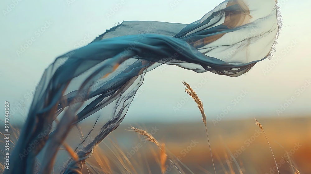 A loose scarf flaps its edges tamed by the wind gusts