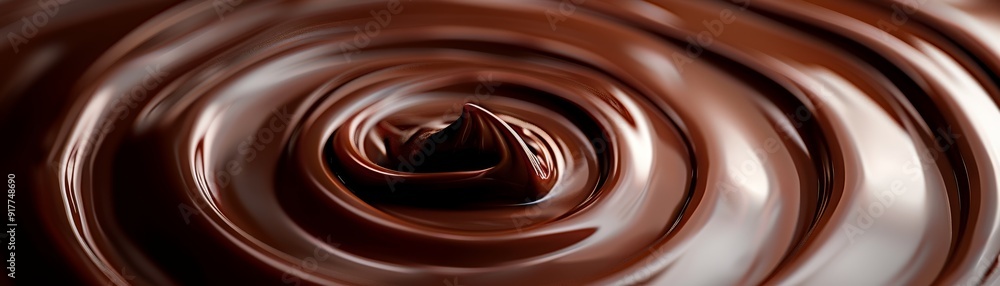 Smooth Chocolate Swirl with Rich Texture Close-Up Smooth Chocolate Swirl with Rich Texture Close-Up