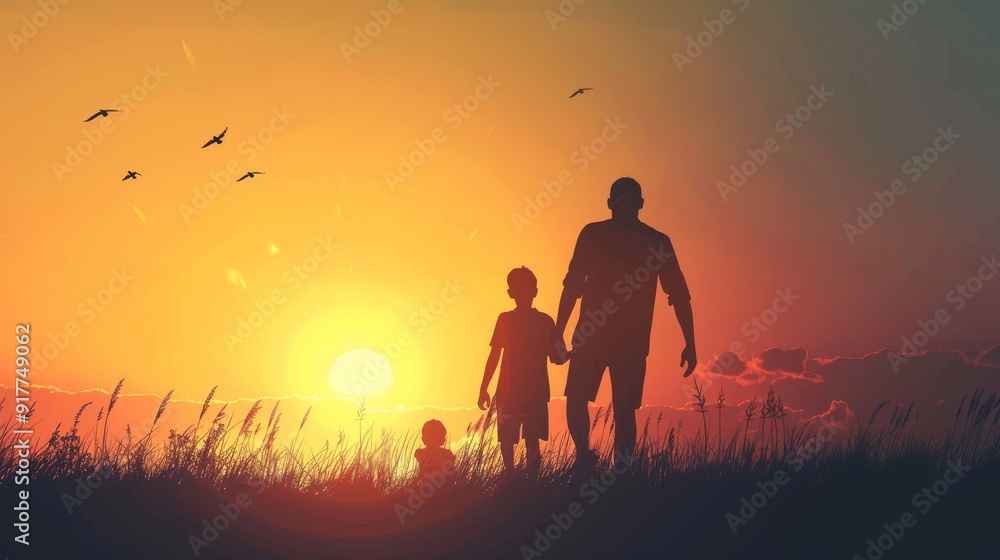 Fototapeta premium Modern Happy Fathers Day Banner Poster Design