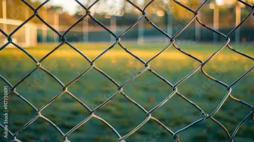 A soccer field from goal view