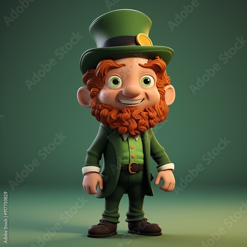 Wallpaper Mural Saint Patrick's Day Leprechaun Illustration - Festive Leprechaun Cartoon Character in Traditional Green Attire with a Big Red Beard Torontodigital.ca