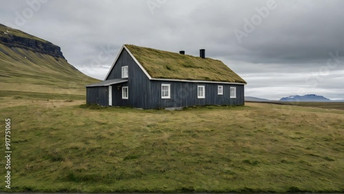 Grey old house, abandoned, among the mountains