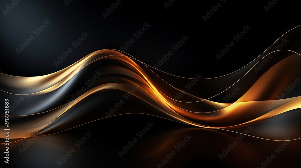 Naklejka premium Abstract black and gold wave background.