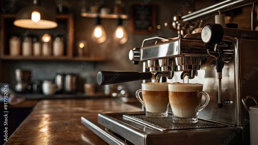A close-up of a barista's hands making latte art in a cozy, dimly-lit coffee shop. A close-up of a barista's hands making latte art in a cozy, dimly-lit coffee shop.