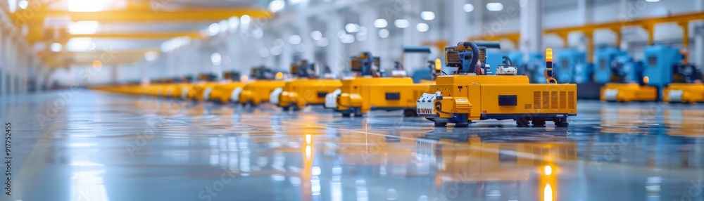 Automated robots in modern industrial warehouse Automated robots in modern industrial warehouse