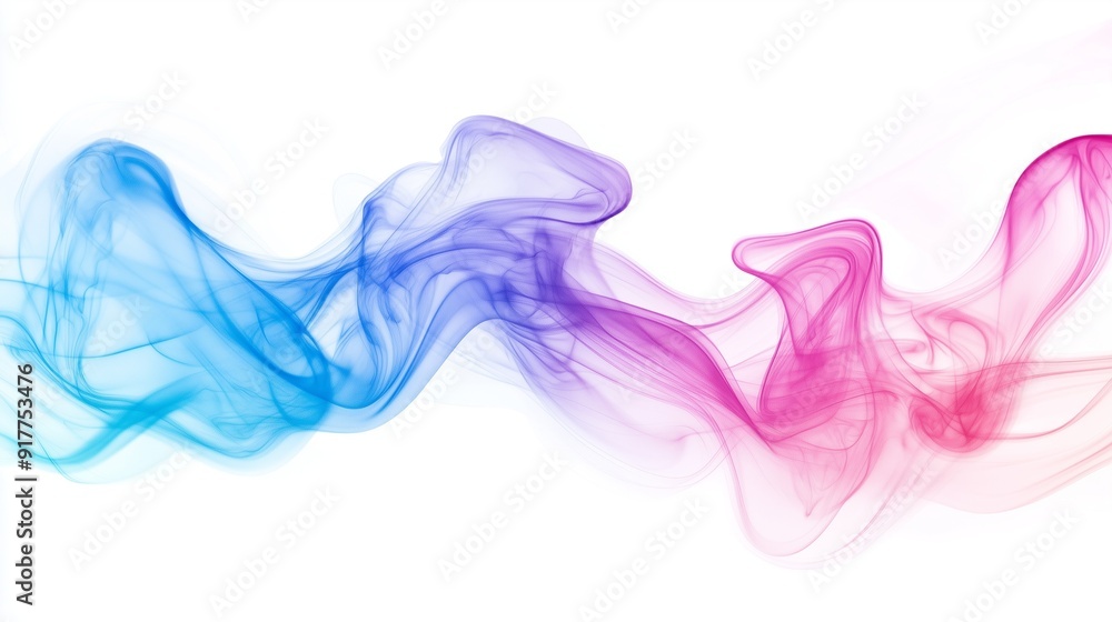 Abstract blue and pink flowing smoke-like lines on white background Abstract blue and pink flowing smoke-like lines on white background