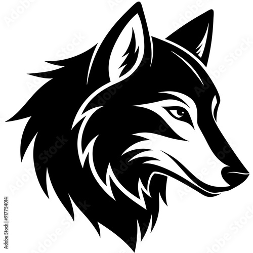 Creative wolves head icon side view silhouette vector illustration
