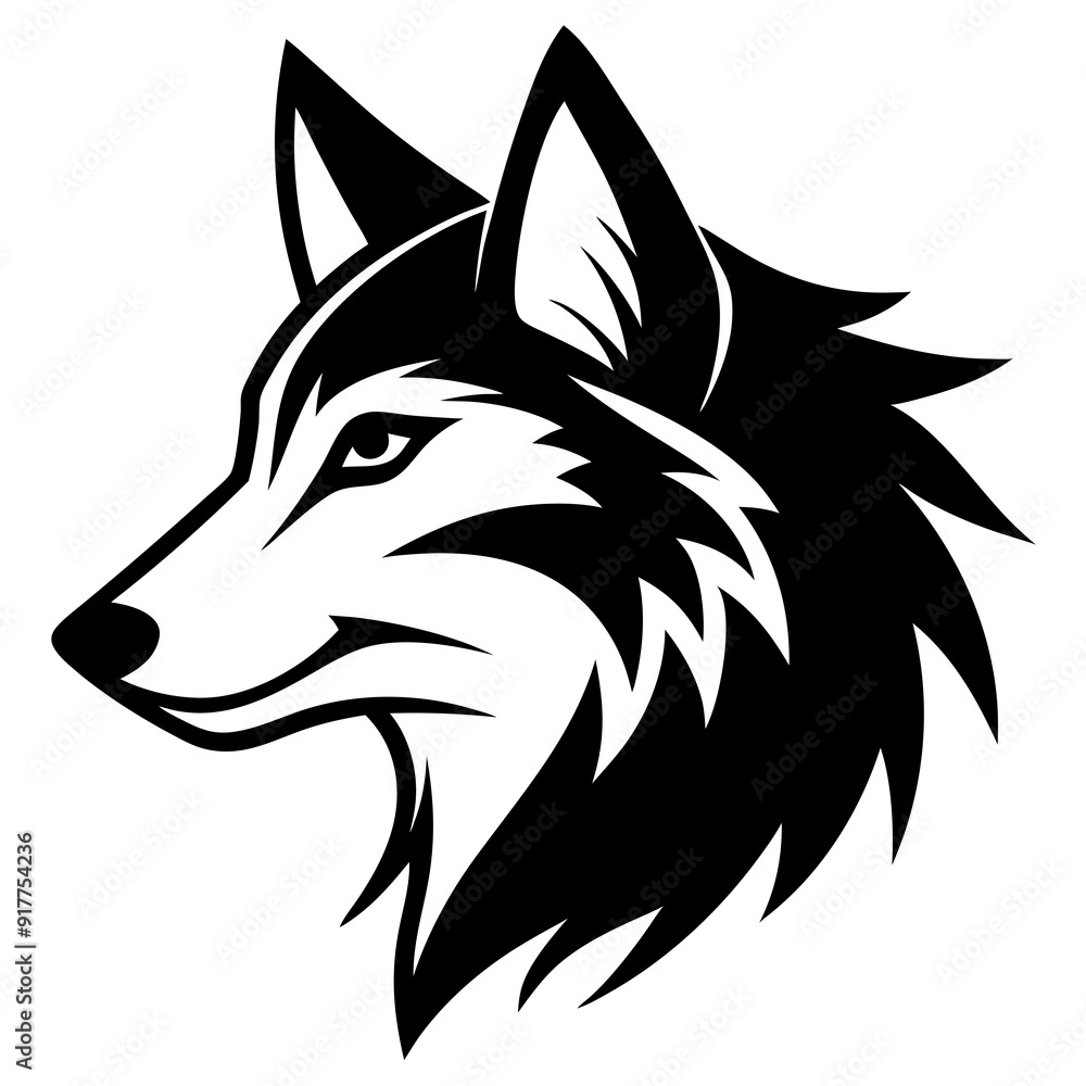 Obraz premium Creative wolves head icon side view silhouette vector illustration 