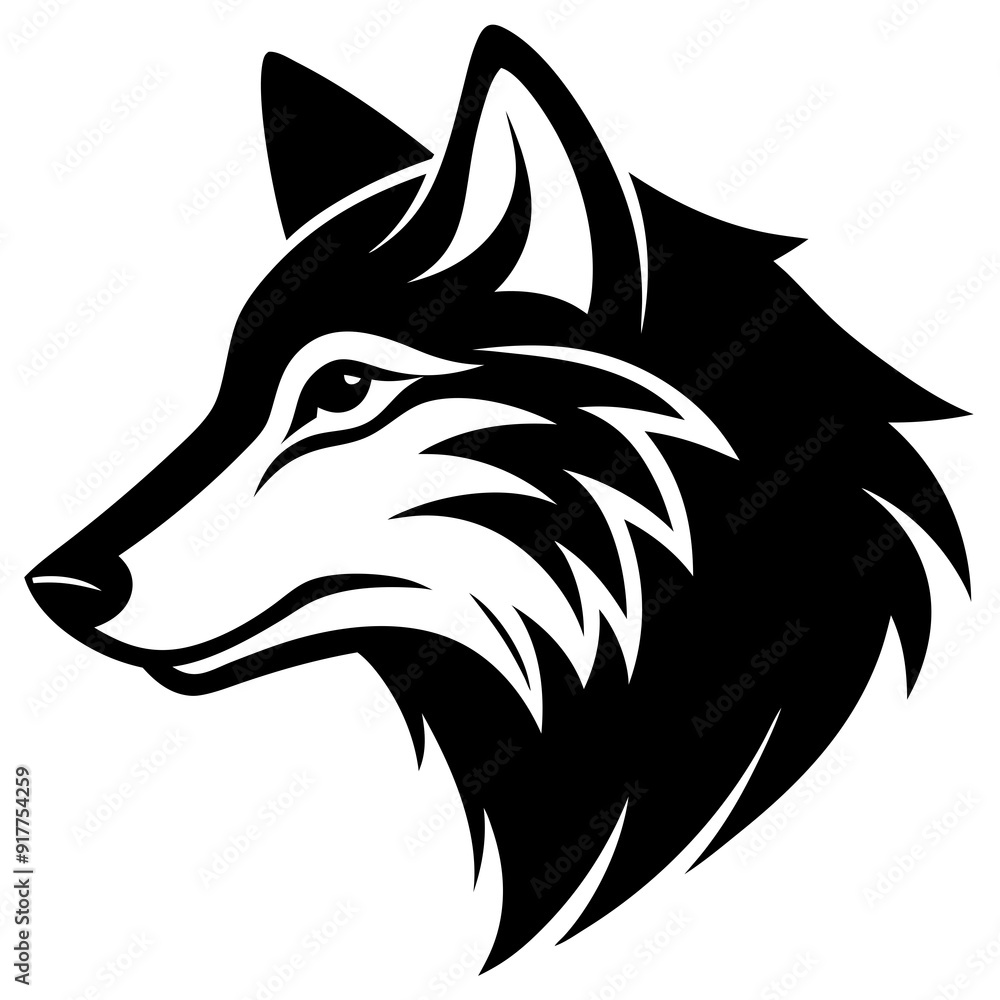 Creative wolves head icon side view silhouette vector illustration
