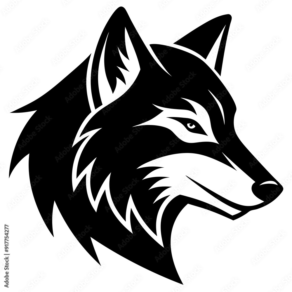 Fototapeta premium Creative wolves head icon side view silhouette vector illustration 
