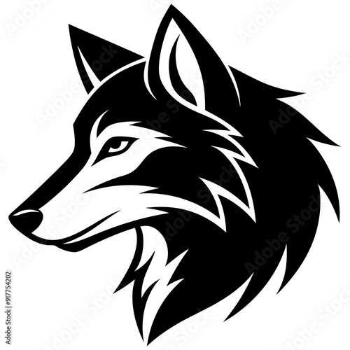 Creative wolves head icon side view silhouette vector illustration

