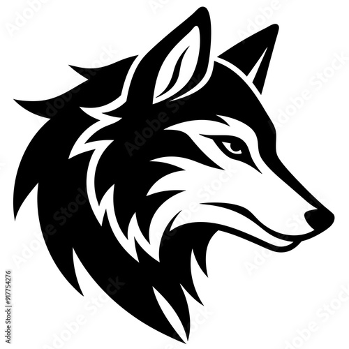 Creative wolves head icon side view silhouette vector illustration
