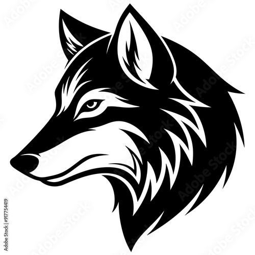 Creative wolves head icon side view silhouette vector illustration
