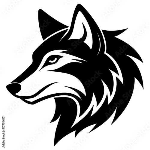 Creative wolves head icon side view silhouette vector illustration
