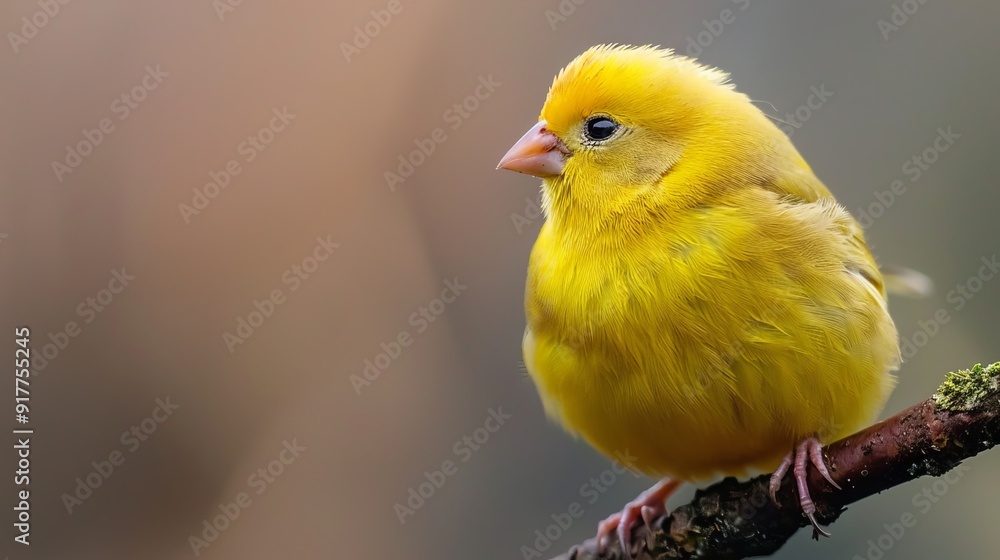 A yellow bird perches on a sharp tree branch against a softly blurred backdrop of interwoven branches A yellow bird perches on a sharp tree branch against a softly blurred backdrop of interwoven branches
