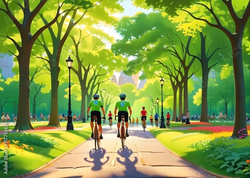 A beautiful green park in a big city