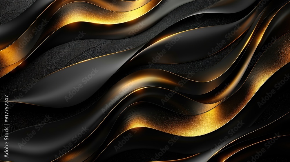 Abstract black and gold wavy design. Abstract black and gold wavy design.