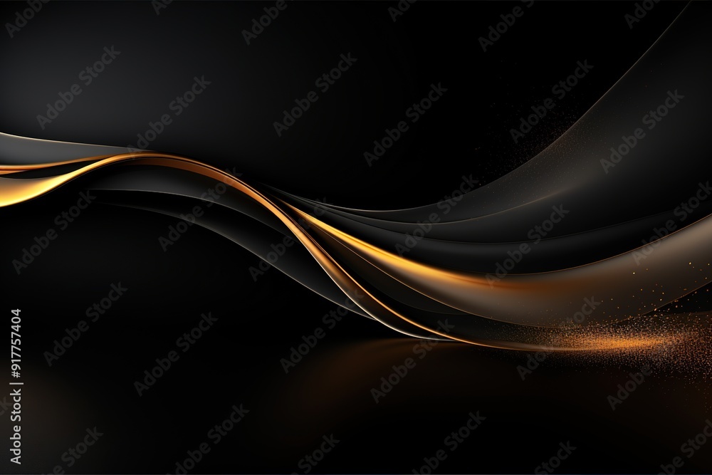 Abstract black and gold wave background. Abstract black and gold wave background.