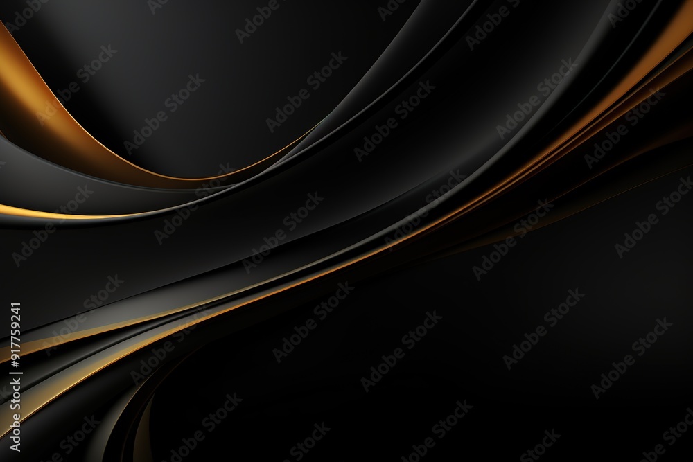 Abstract black and gold wavy lines on a dark background. Abstract black and gold wavy lines on a dark background.