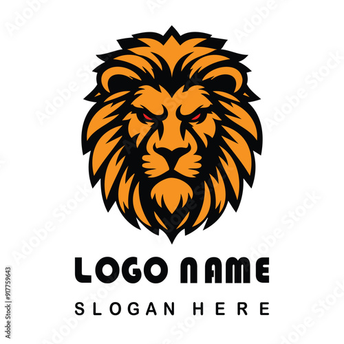 Angry lion face logo with vector file photo