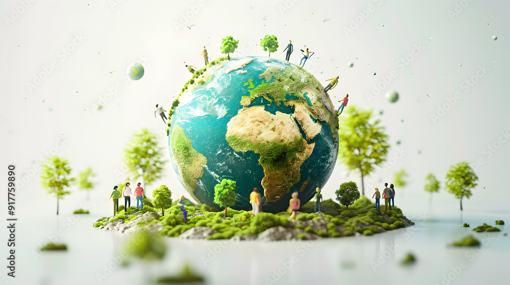 Eco Friendly Project Proposals Presentation: People with Earth 3D Flat Icon Eco Friendly Project Proposals Presentation: People with Earth 3D Flat Icon