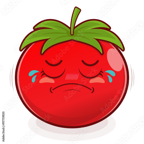 tomato crying face cartoon cute