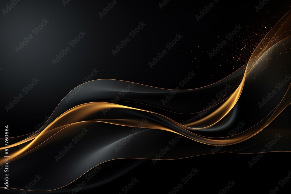 Abstract black and gold wave background. Abstract black and gold wave background.