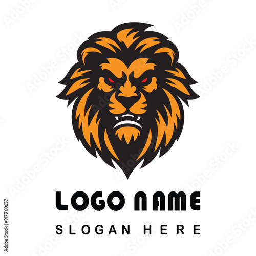 Angry lion face logo with vector file photo