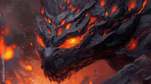  A tight shot of a dragon's fiery maw against a dark backdrop, exhaling flames Inferno erupts from the dragon's mouth, and lava g photo