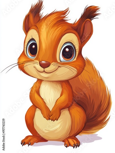 Cute Cartoon Squirrel with Big Eyes