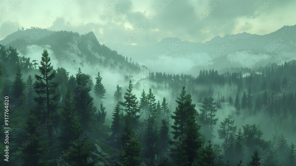 A foggy forest with lots of trees in the foreground and a lot of fog in the middle of the forest on the far side of the picture is a foggy sky. A foggy forest with lots of trees in the foreground and a lot of fog in the middle of the forest on the far side of the picture is a foggy sky.