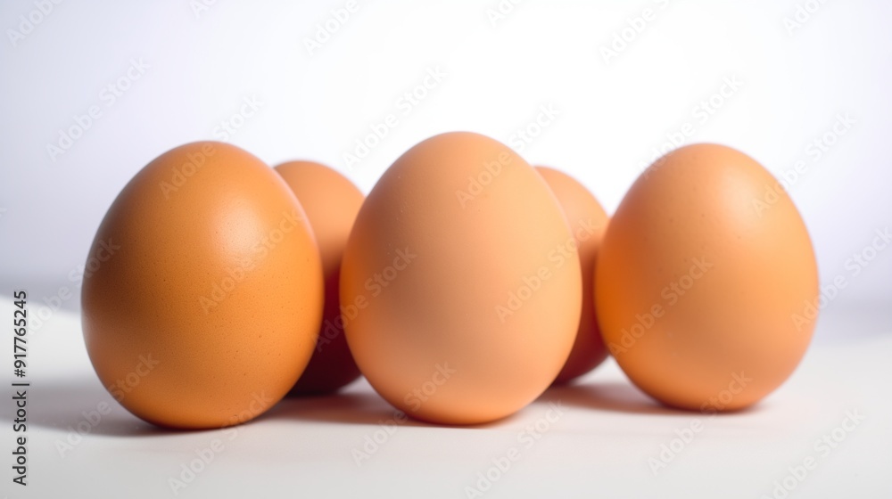 Fresh Brown Eggs with Smooth Shells on a White Surface. High-Quality Photograph for Breakfast, Culinary, and Food Blogs. Fresh Brown Eggs with Smooth Shells on a White Surface. High-Quality Photograph for Breakfast, Culinary, and Food Blogs.