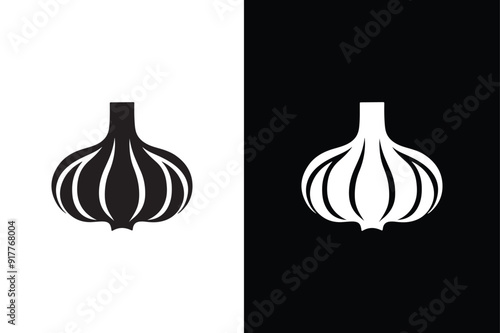 Garlic icon silhouette. Simple illustration of garlic vector icon black white