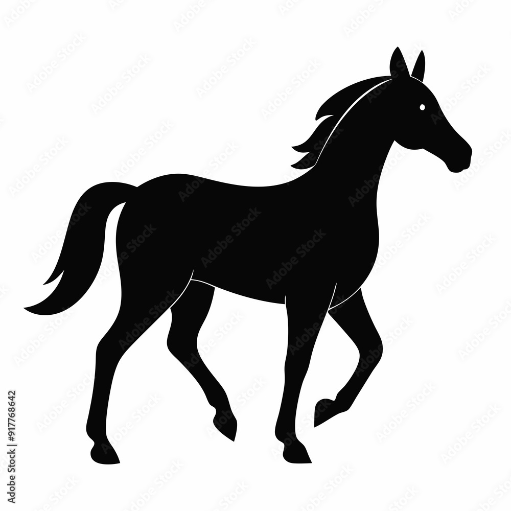 Obraz premium Horse silhouette vector illustration with white background