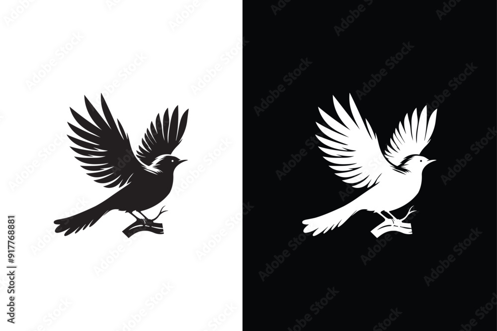 Fototapeta premium Bird silhouettes vector elements for design. Bird icon, silhouette, logo on white