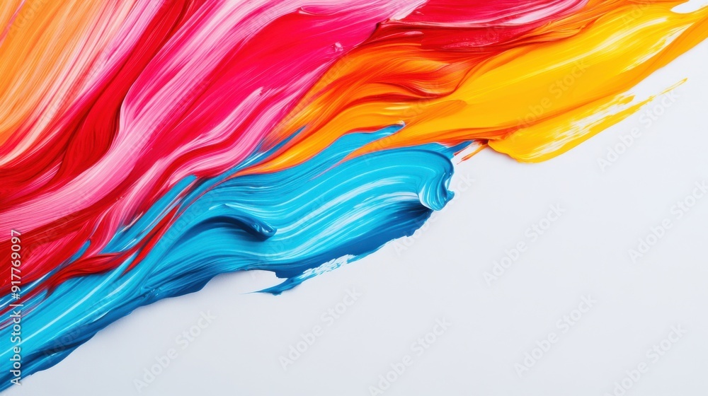 Vivid Strokes of Creativity: A vibrant fusion of pink, blue, and yellow paint dances across a pristine canvas, igniting imagination and artistic expression. Vivid Strokes of Creativity: A vibrant fusion of pink, blue, and yellow paint dances across a pristine canvas, igniting imagination and artistic expression.