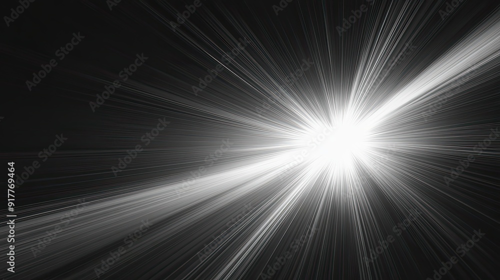 Obraz premium Abstract White Light Radiating from Black Background