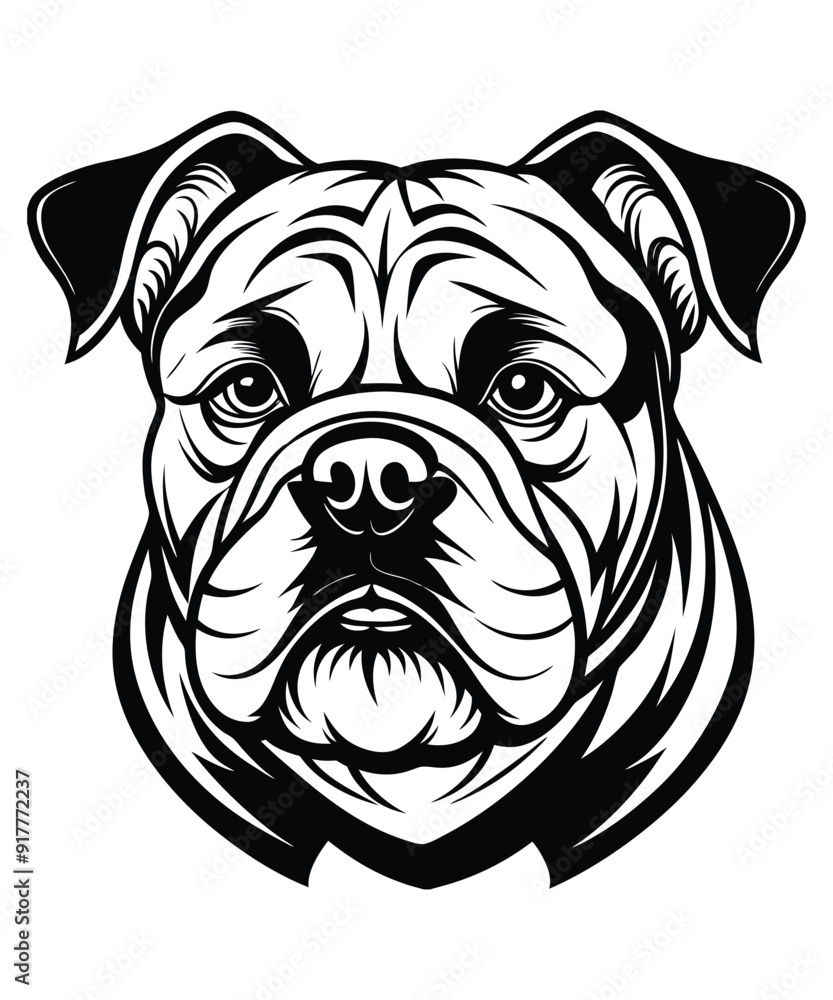 Bulldog Cartoon Vector Illustration, isolated outlined vector illustration Bulldog Cartoon Vector Illustration, isolated outlined vector illustration
