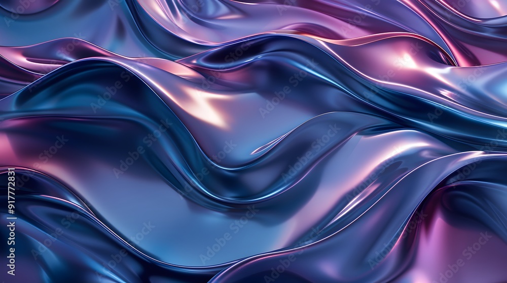 Metallic Waves of Serenity. Fluid abstract design with metallic waves in blue and purple tones... Metallic Waves of Serenity. Fluid abstract design with metallic waves in blue and purple tones...
