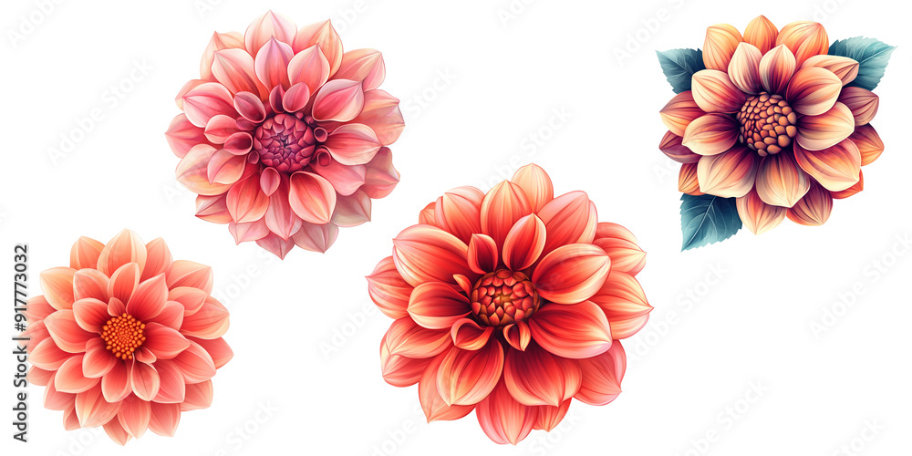 Fototapeta premium Dahlia vector illustration clipart white background