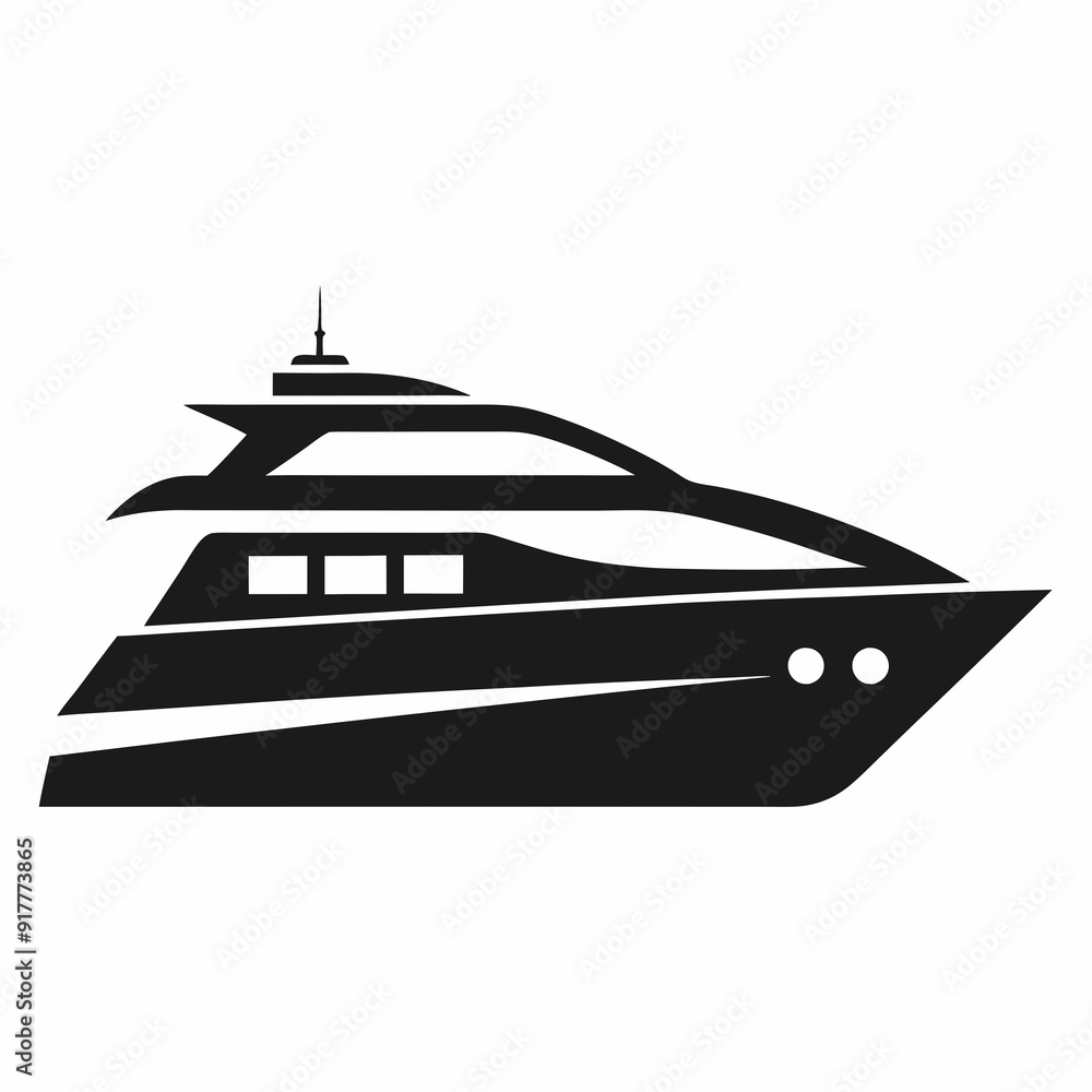 Yacht Logo Icon Silhouette Vector Illustration Yacht Logo Icon Silhouette Vector Illustration